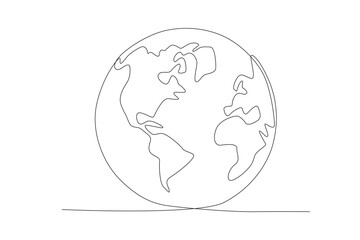 earth globe world map. Single continuous line round global map geography graphic icon. Simple one line draw doodle for education concept. Isolated vector illustration minimalist design.
