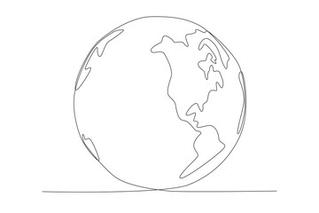 world map looks little island. Single continuous line round global map geography graphic icon. Simple one line draw doodle for education concept. Isolated vector illustration minimalist design.
