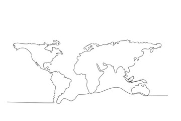 map world. worldwide. Continuous one line drawing of world atlas minimalist vector illustration design. simple line modern graphic style. Hand drawn graphic concept for education
