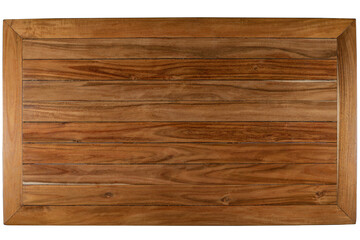 Top view of empty wood table for product display on white background