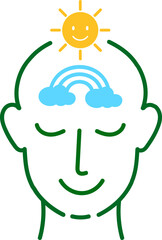 mental health positive mood face with sun icon