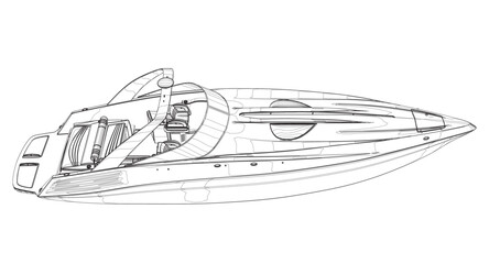 Outline Speedboat isolated vector illustration. Luxury and expensive boat.