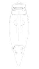 Outline Speedboat isolated vector illustration. Luxury and expensive boat.