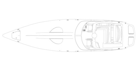 Outline Speedboat isolated vector illustration. Luxury and expensive boat.