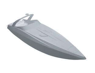 Polygonal gray Speedboat isolated vector illustration. Luxury and expensive boat. 3D.