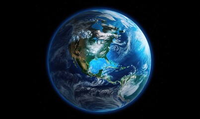 Obraz premium a view of the earth from space showing the north pole. generative ai