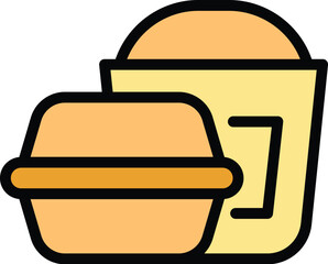 Take away home food icon. Outline Take away home food vector icon for web design isolated on white background color flat