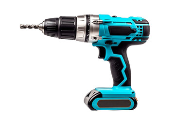 Cordless Blue Drill Isolated on a Transparent Background. AI - obrazy, fototapety, plakaty