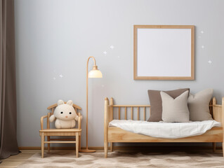 Mockup frame in children room , Mockups Design 3D, HD