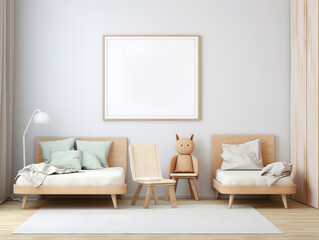 Mockup frame in children room , Mockups Design 3D, HD