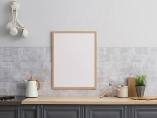 Mock up poster frame in kitchen , Mockups Design 3D, HD