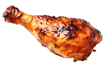 Grilled Chicken Leg Isolated on a Transparent Background. AI - obrazy, fototapety, plakaty