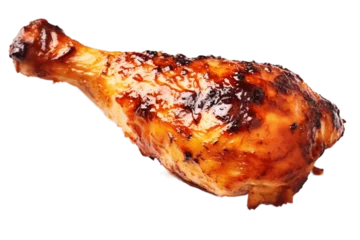 Tuinposter Grilled Chicken Leg Isolated on a Transparent Background. AI © Usmanify