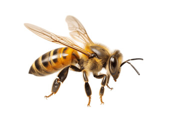 Honey Bee Isolated on a Transparent Background. AI - obrazy, fototapety, plakaty
