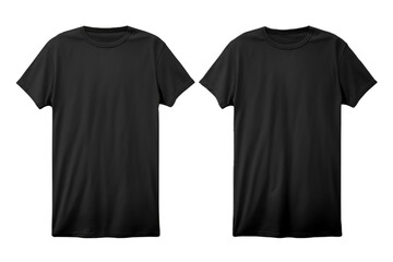 Plain Black T-Shirt Mockup Design with Front and Rear View, Isolated on Transparent Background. AI