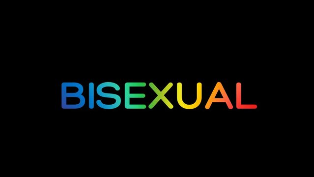 lgbtq bisexual rainbow typography animation, bisexual rainbow gradient animation,Colorful text animation for bisexual,Rainbow flag inside bisexual text transparent background Animation.
