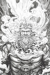 Fototapeta premium Sea king. Children's coloring book..