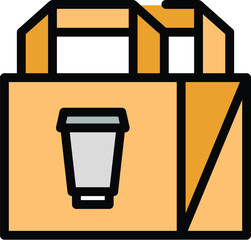 Take away food paper bag icon. Outline Take away food paper bag vector icon for web design isolated on white background color flat