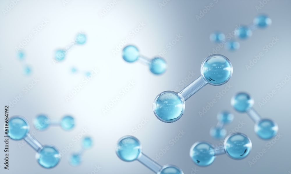 Canvas Prints model of hydrogen molecule on white background, 3d rendering.