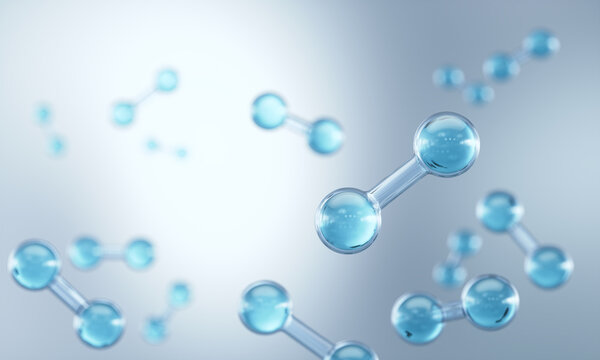 Model of Hydrogen molecule on white background, 3d rendering.