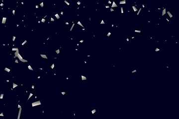 Silver shine of confetti on a black background. Illustration of a drop of shiny particles.