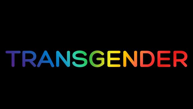 lgbtq transgender rainbow typography animation, transgender rainbow gradient animation,Colorful text animation for transgender ,Rainbow flag inside transgender text transparent background Animation.
