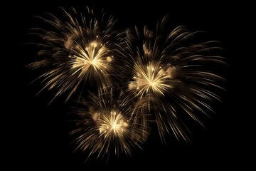 Obraz premium Golden Fireworks on Black Background Isolated. Celebration and Light. Generative AI illustrations