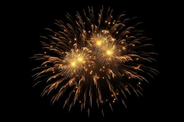 Fototapeta premium Golden Fireworks on Black Background Isolated. Celebration and Light. Generative AI illustrations