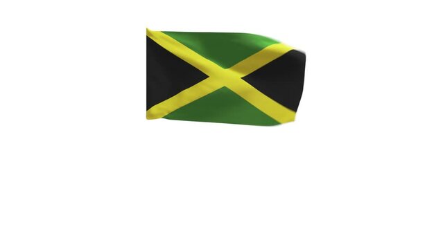 3D rendering of the flag of Jamaica waving in the wind.