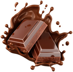 dark chocolate bar icon with chocolate cream splashing.