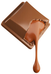 chocolate pieces falling with chocolate sauce.