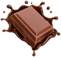 dark chocolate bar icon with chocolate cream splashing.
