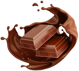dark chocolate bar icon with chocolate cream splashing.