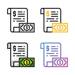 Bill icon design in four variation color