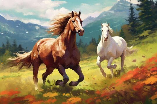 The field has horses. (Illustration, Generative AI)