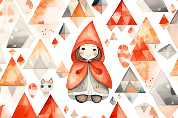 Kawaii style of watercolor pattern.