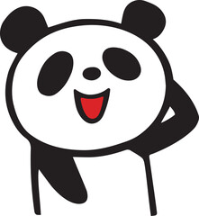 かわいいシンプルパンダ　照れるポーズ