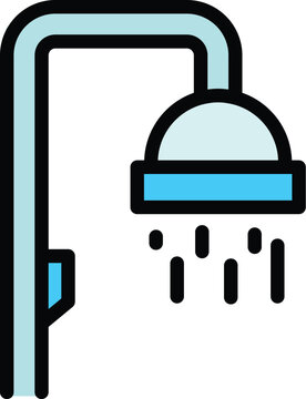recommend clip art: Shower head rain icon. Outline Shower head rain vector icon for web design isolated on white background color flat