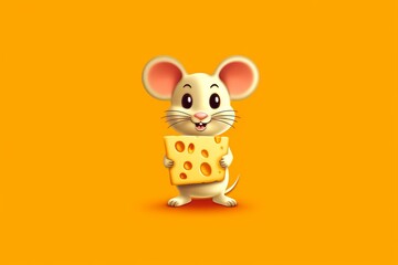 チーズの好きな可愛いネズミのキャラクター：AI作品
