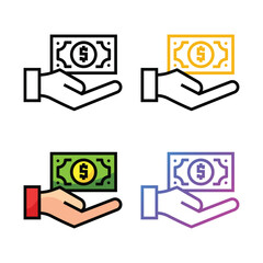 Give money icon design in four variation color