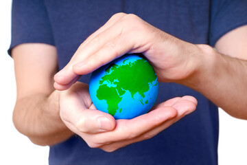 Miniature Globe Embraced in Cupped Hands