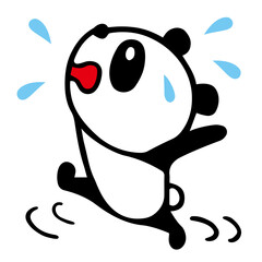 かわいいシンプルパンダ　焦る慌てるポーズ