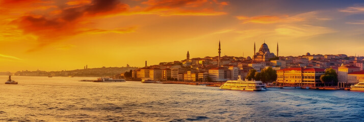 Fototapeta na wymiar Istanbul panoramic view Turkey - Generative AI