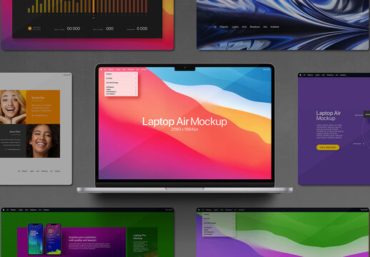 Laptop Air Mockup Presentation Screen Set