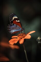 Close-up of a delicate butterfly resting on a vibrant blooming flower