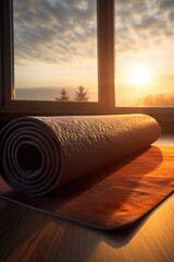 Sunrise over a yoga mat