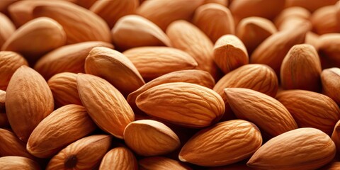 Organic Almonds. Brown Nut Texture in Closeup. Healthy Food. Generative AI illustrations