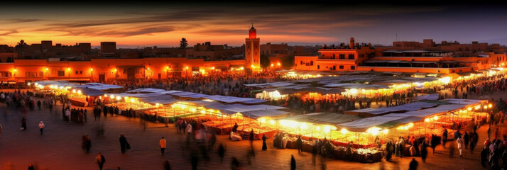 Fototapeta na wymiar Marrakesh at night Morocco - Generative AI