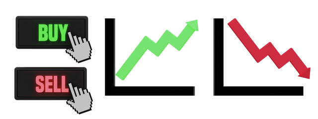 Graphs Profit and Loss with Buy and sell icons