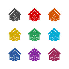  Eco house icon. Color set